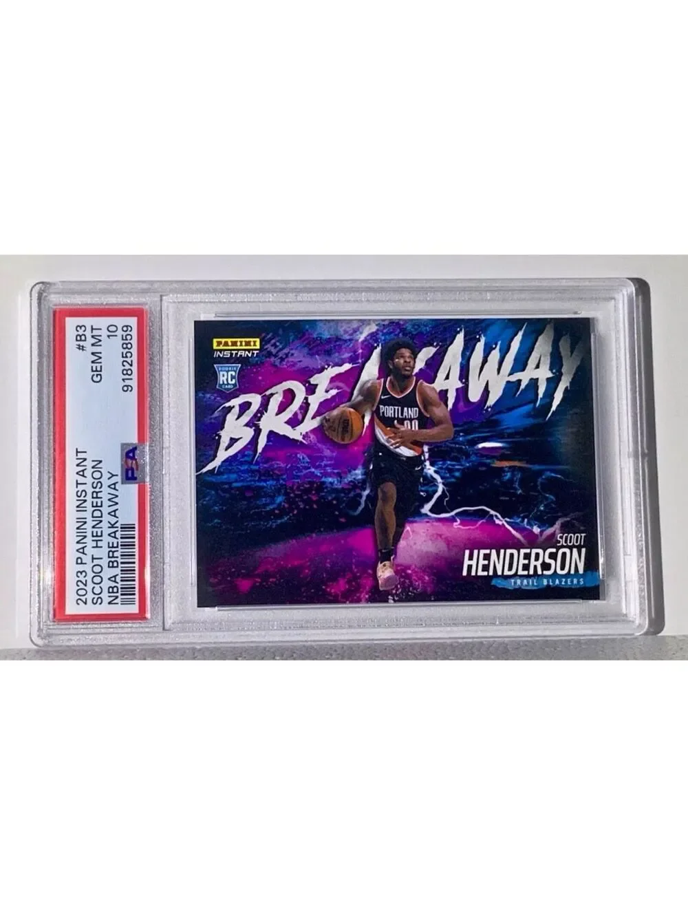 Scoot Henderson 2023-24 Panini NBA Breakaway #3 Rookie Card 1 of 4085 PSA 10 GEM